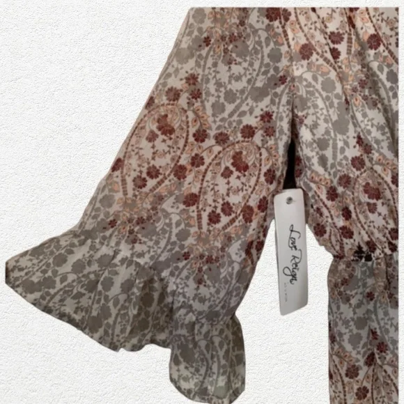 Love Reign Floral Boho 1/2 Bell Sleeve Maxi Dress  Size X SMALL - Picture 9 of 12